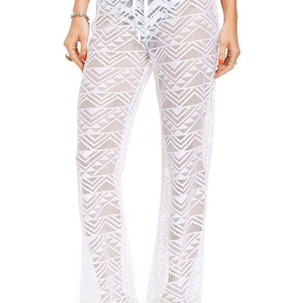 White flare mesh cover up